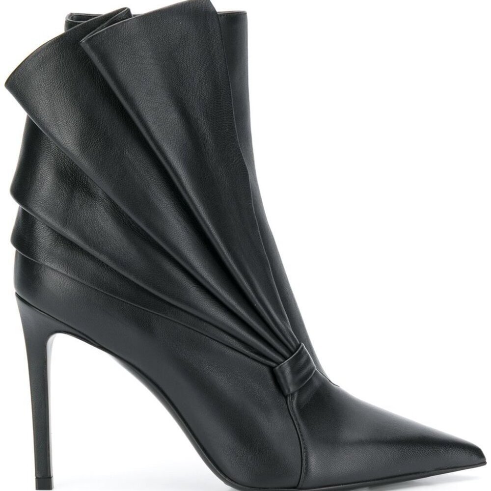 BALMAIN Pleated leather ankle boots